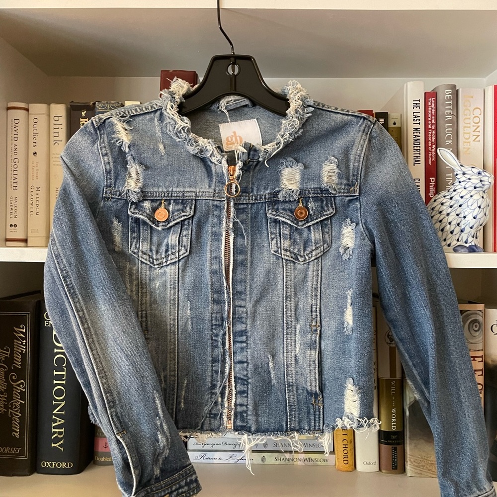 GB Girls Cropped Distressed Denim Jacket
